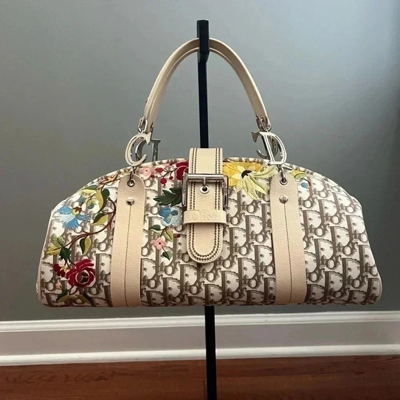 CHRISTIAN DIOR Monogram Vintage Y2K Flowers Bowler Beige - Picture 1 of 17